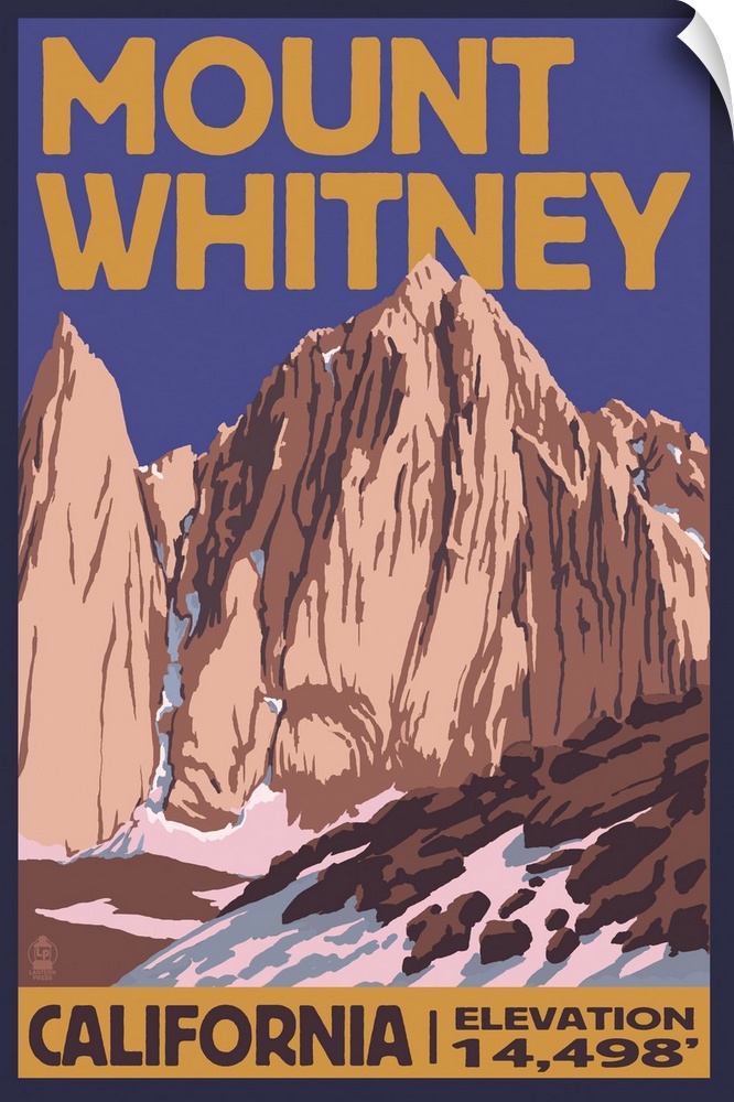 Mt. Whitney, California Peak: Retro Travel Poster
