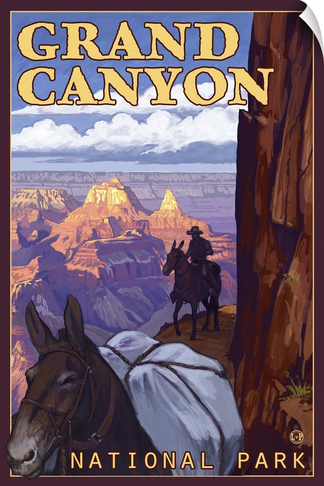Mule Train - Grand Canyon National Park: Retro Travel Poster