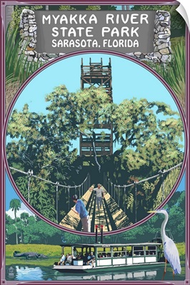 Myakka River State Park Sarasota, Florida - Montage: Retro Travel Poster