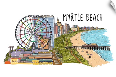 Myrtle Beach, South Carolina - Line Drawing