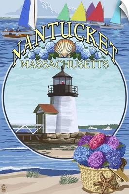 Nantucket, Massachusetts Montage: Retro Travel Poster