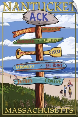 Nantucket, Massachusetts - Sign Destinations: Retro Travel Poster