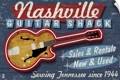 Nashville, Tennessee - Guitar Shack Vintage Sign: Retro Travel Poster