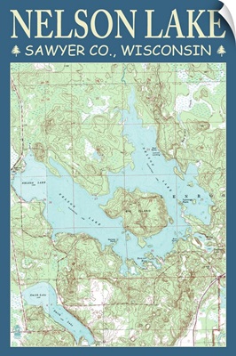 Nelson Lake Chart - Sawyer County, Wisconsin: Retro Travel Poster