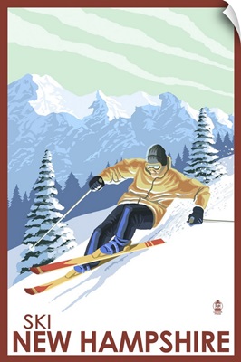 New Hampshire - Downhill Skier: Retro Travel Poster