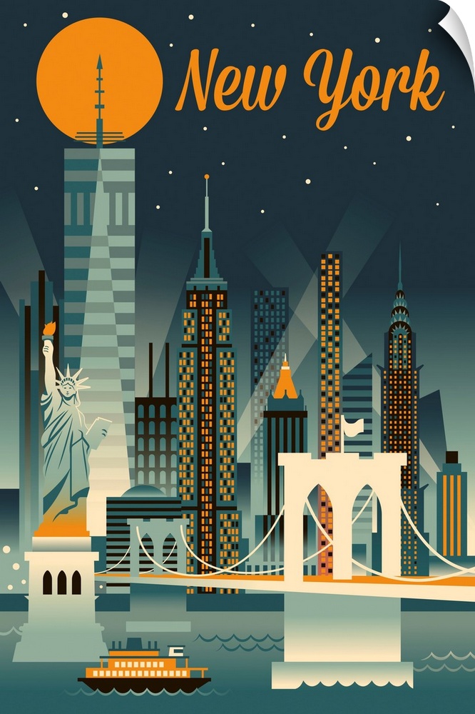 New York City - Retro Skyline Series