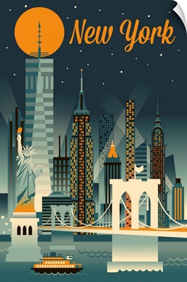 New York City - Retro Skyline Series