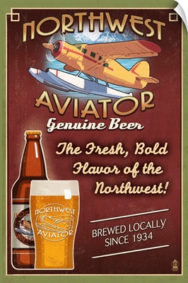 Northwest Aviator Beer: Retro Travel Poster