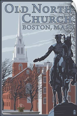 Old North Church - Boston, MA: Retro Travel Poster