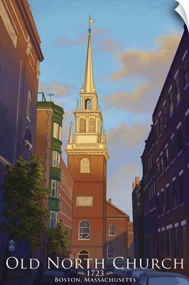 Old North Church - Boston, Massachusetts: Retro Travel Poster