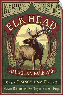 Oregon - Elk Head American Pale Ale Vintage Sign: Retro Travel Poster