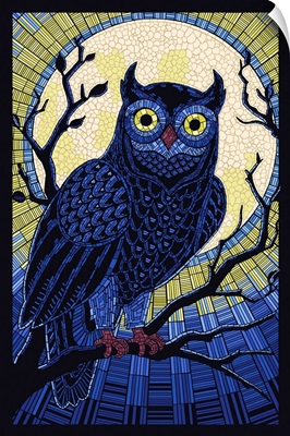 Owl - Paper Mosaic: Retro Art Poster
