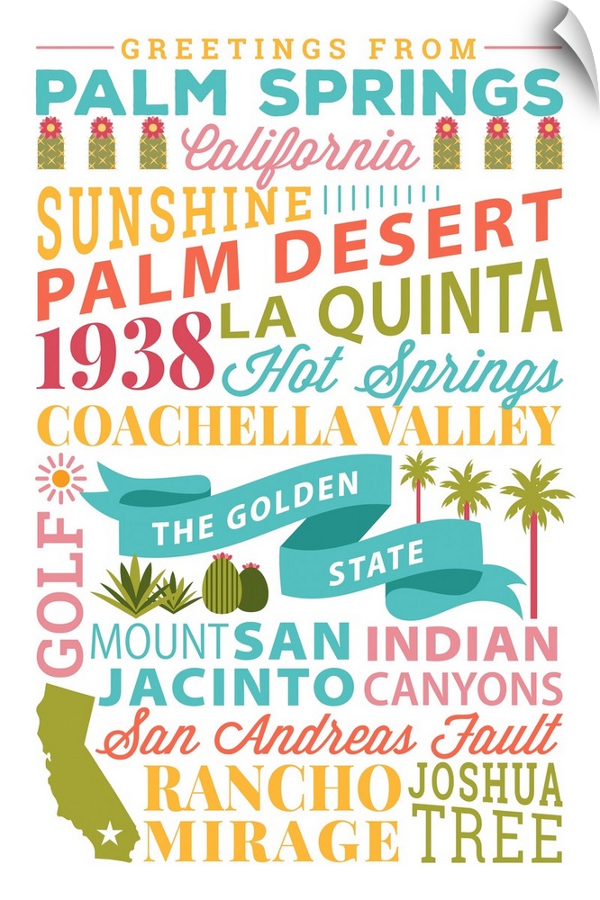Palm Springs, California - Stacked Typography