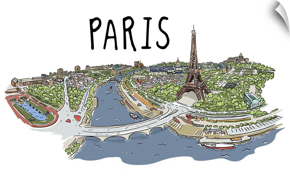 Paris, France - Line Drawing