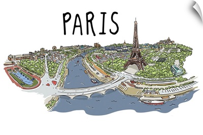 Paris, France - Line Drawing