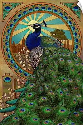 Peacock - Art Nouveau: Retro Art Poster