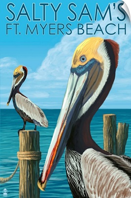 Pelicans, Salty Sam's, Ft. Myers Beach, Florida