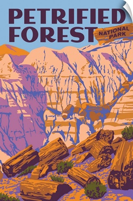 Petrified Forest National Park, Broken Logs: Graphic Travel Poster