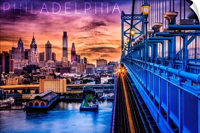 Philadelphia, Pennsylvania, Skyline and Bridge Sunset