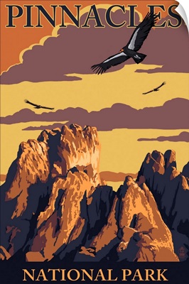 Pinnacles National Park - Condors: Retro Travel Poster