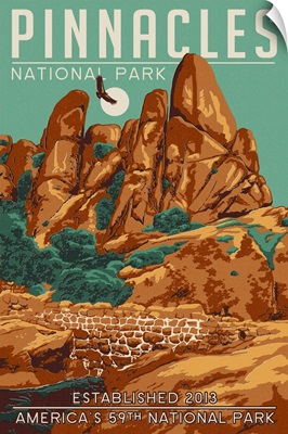 Pinnacles National Park - WPA Formations and Condor: Retro Travel Poster