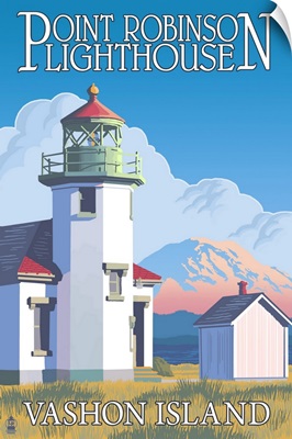 Point Robinson Lighthouse - Vashon Island, WA: Retro Travel Poster