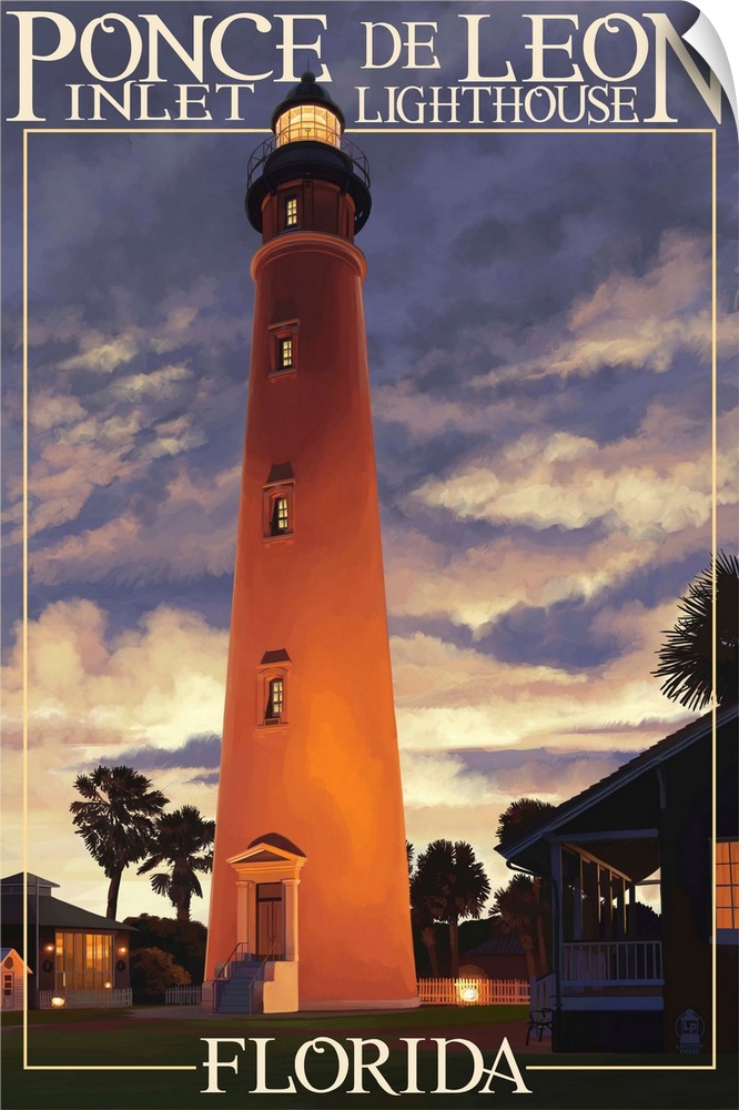 Ponce De Leon Inlet Lighthouse, Florida - Morning Scene: Retro Travel Poster