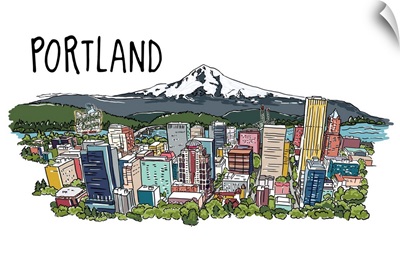 Portland, Oregon - Line Drawing