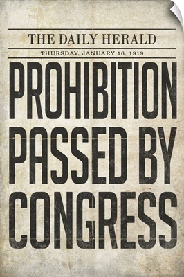 Prohibition Newspaper Cover - Passed By Congress