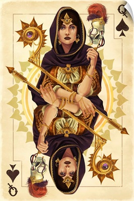 Queen of Spades - Playing Card: Retro Art Poster