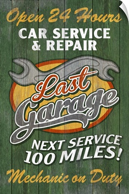 Retro Garage Ad, Vintage Wooden Sign