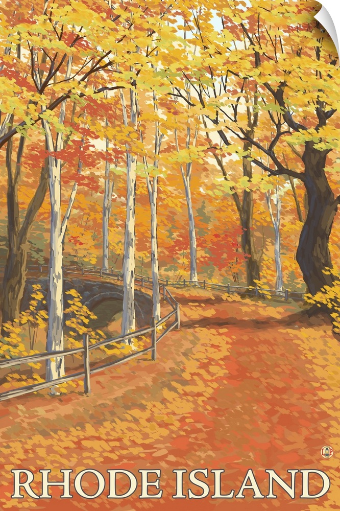 Rhode Island - Fall Colors Scene: Retro Travel Poster