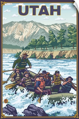 River Rafting - Utah: Retro Travel Poster