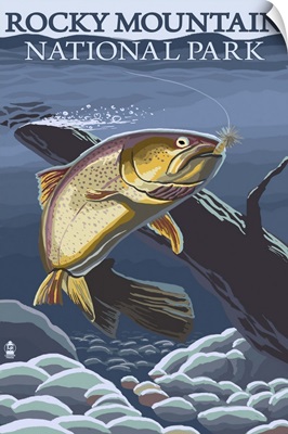 Rocky Mountain National Park, CO - Trout: Retro Travel Poster