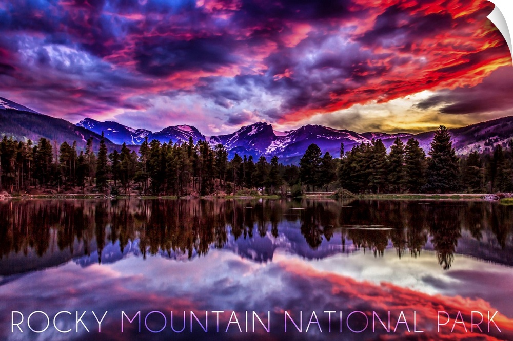 Rocky Mountain National Park, Colorado, Sunset and Sprague Lake