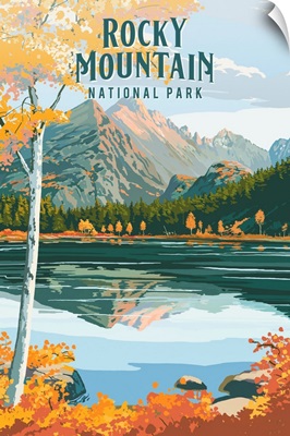 Rocky Mountain National Park, Dream Lake: Retro Travel Poster