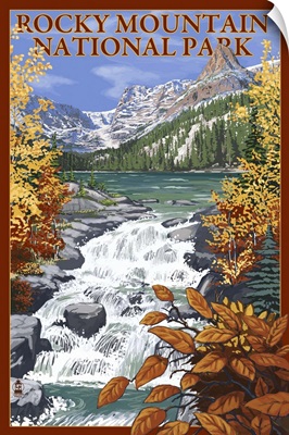 Rocky Mountain National Park - Lake Scene: Retro Travel Poster