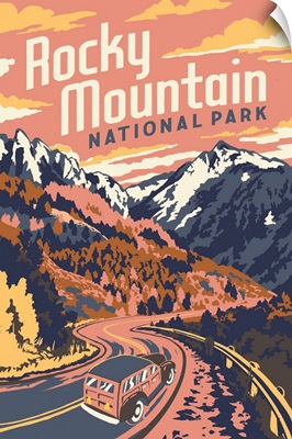 Rocky Mountain National Park, Road Trip: Retro Travel Poster