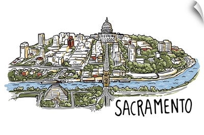Sacramento, California - Line Drawing