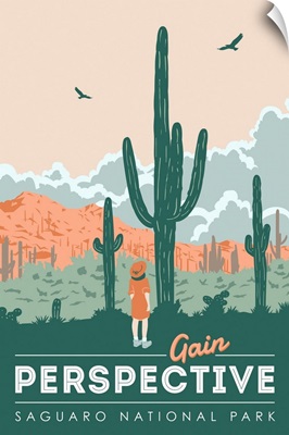 Saguaro National Park, Gain Perspective: Graphic Travel Poster