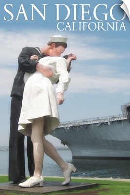 Sailor Sculpture at USS Midway - San Diego, California: Retro Travel Poster
