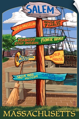 Salem, Massachusetts - Sign Destinations: Retro Travel Poster