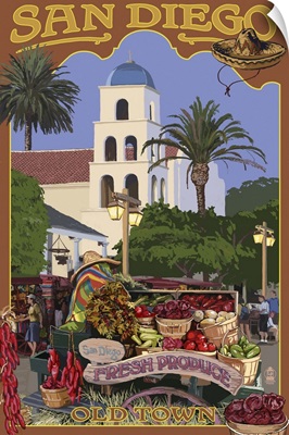 San Diego, California - Old Town: Retro Travel Poster