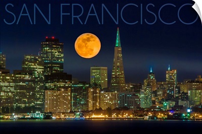 San Francisco, California, Skyline and Full Moon