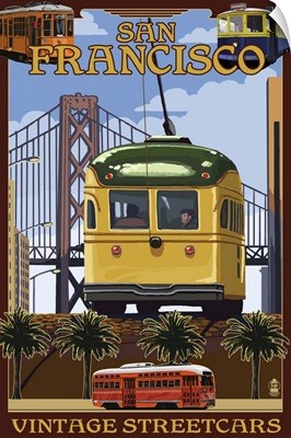 San Francisco, California Streetcars: Retro Travel Poster