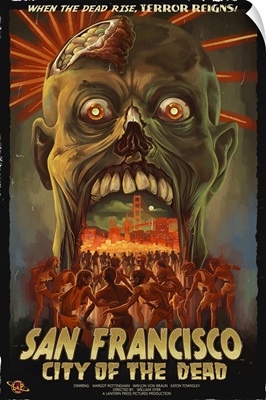 San Francisco City of the Dead Zombie Attack: Retro Travel Poster