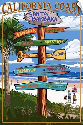 Santa Barbara, California - Sign Destinations: Retro Travel Poster
