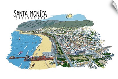 Santa Monica Pier - Line Drawing