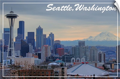 Seattle, Washington - Skyline and Rainier Sunrise: Postcard
