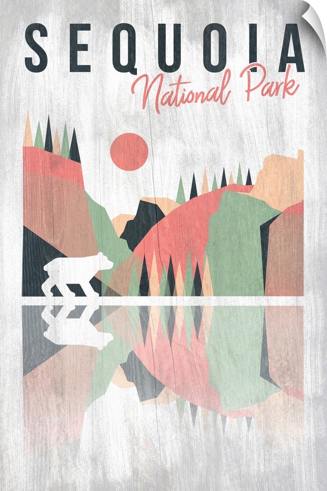 Sequoia National Park, Bear And Landscape: Graphic Travel Poster